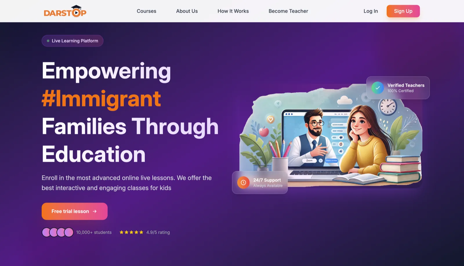 Darstop - Live STEM Learning Platform for Immigrant Families in the USA