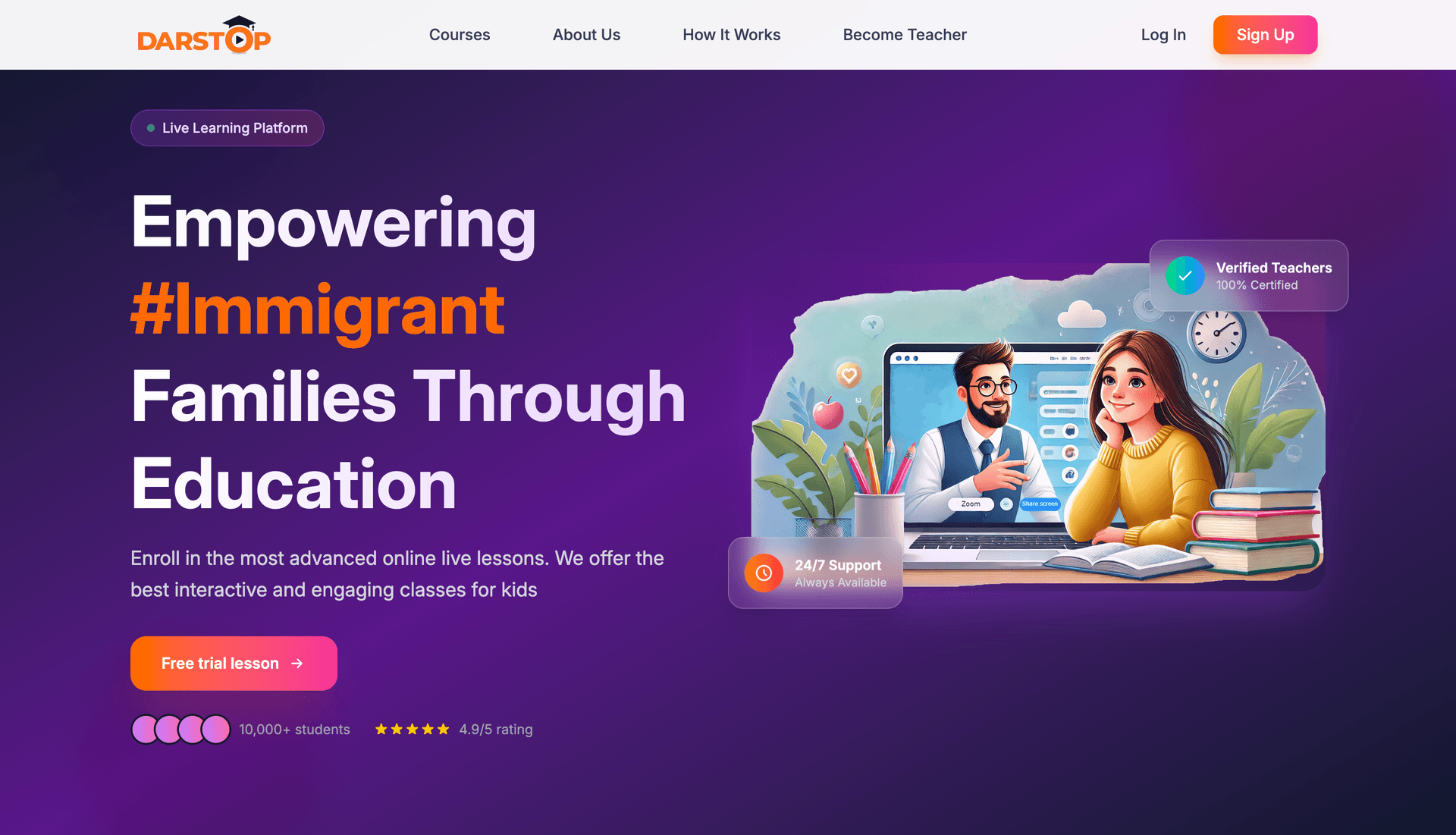 Darstop — Live STEM Learning Platform for Immigrant Families in the USA