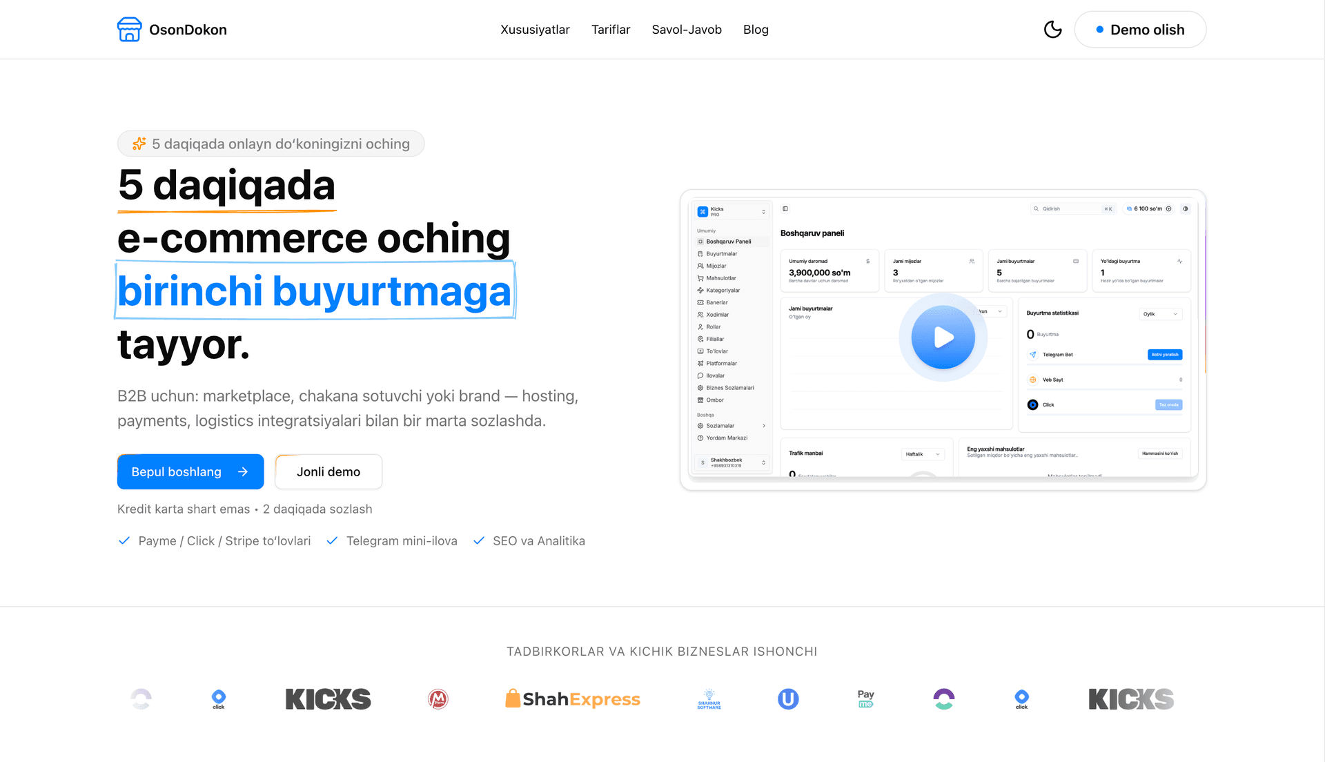 Osondokon — No-Code E-Commerce Builder