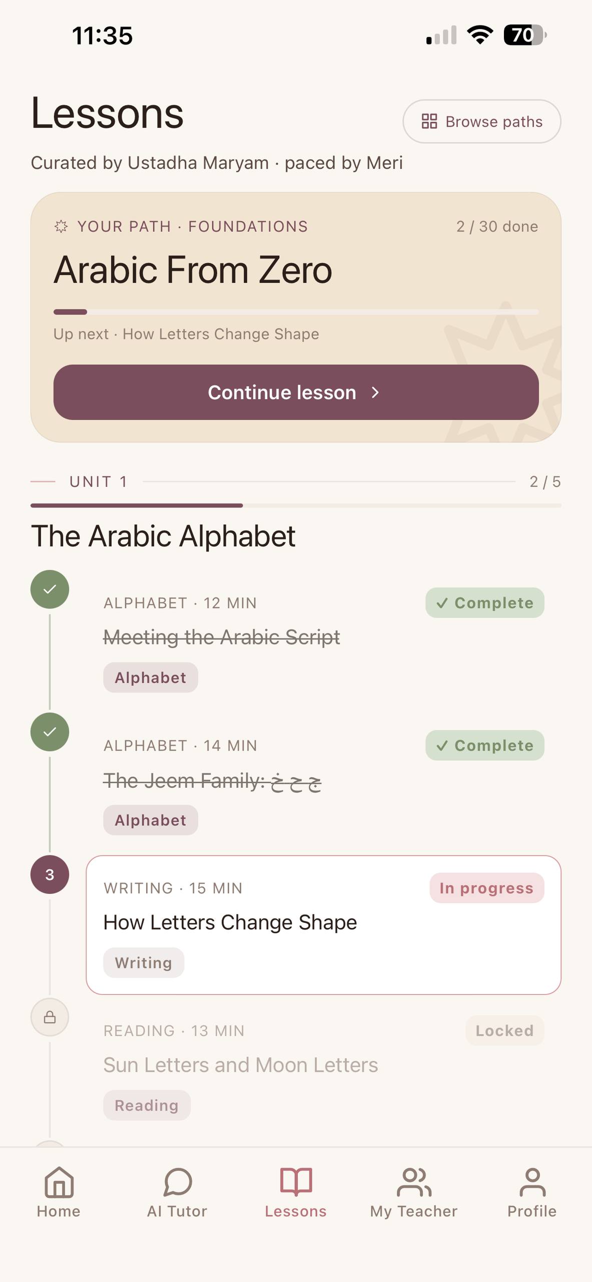 Maryam - Arabic Learning App for Women, AI Tutor + Real Female Teachers - Image 6